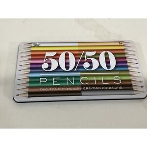 London 50/50 Two-Tone Color Pencils Set of 24 Colors/12 Pencils With Tin LN